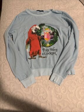 Wildfox Small LS Sweater Polly Want A Cocktail